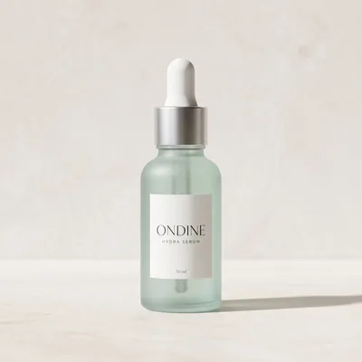 A plain product photo of a serum bottle